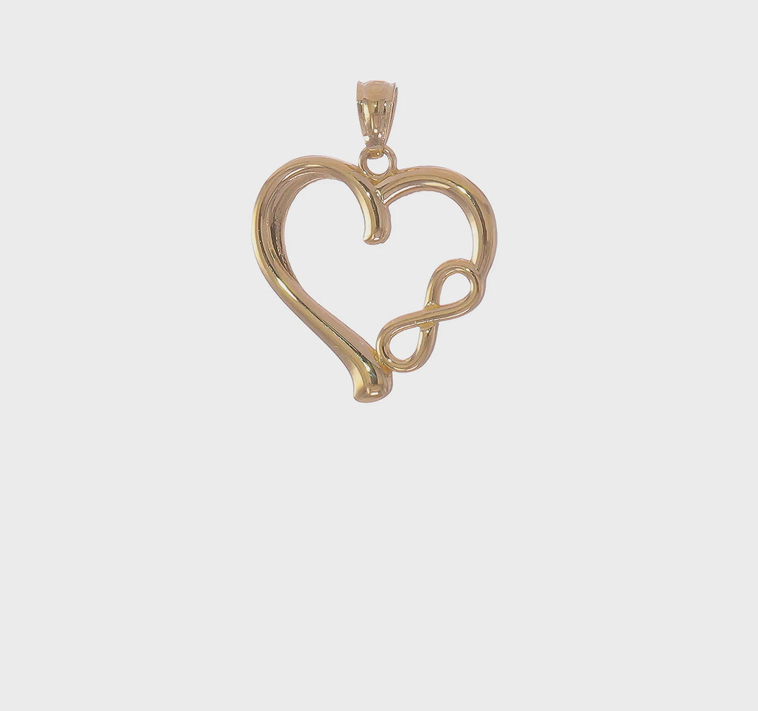 Dije de Corazón con Símbolo de Infinito en Oro Amarillo de 14K