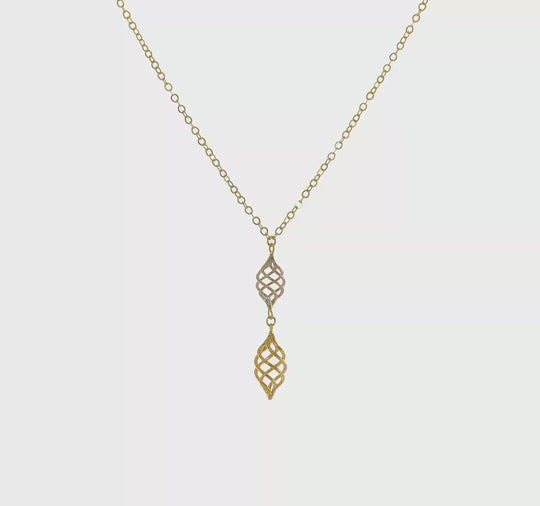 Collar 14K de Corazones Enlazados con Dos Capas y Extensión