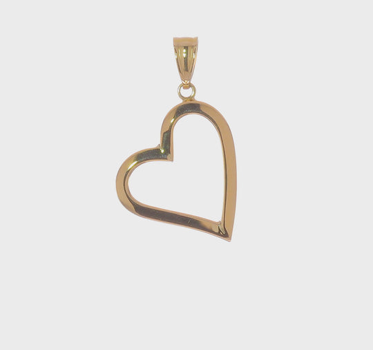 Colgante Corazón Torcido Pulido 14K Oro Amarillo