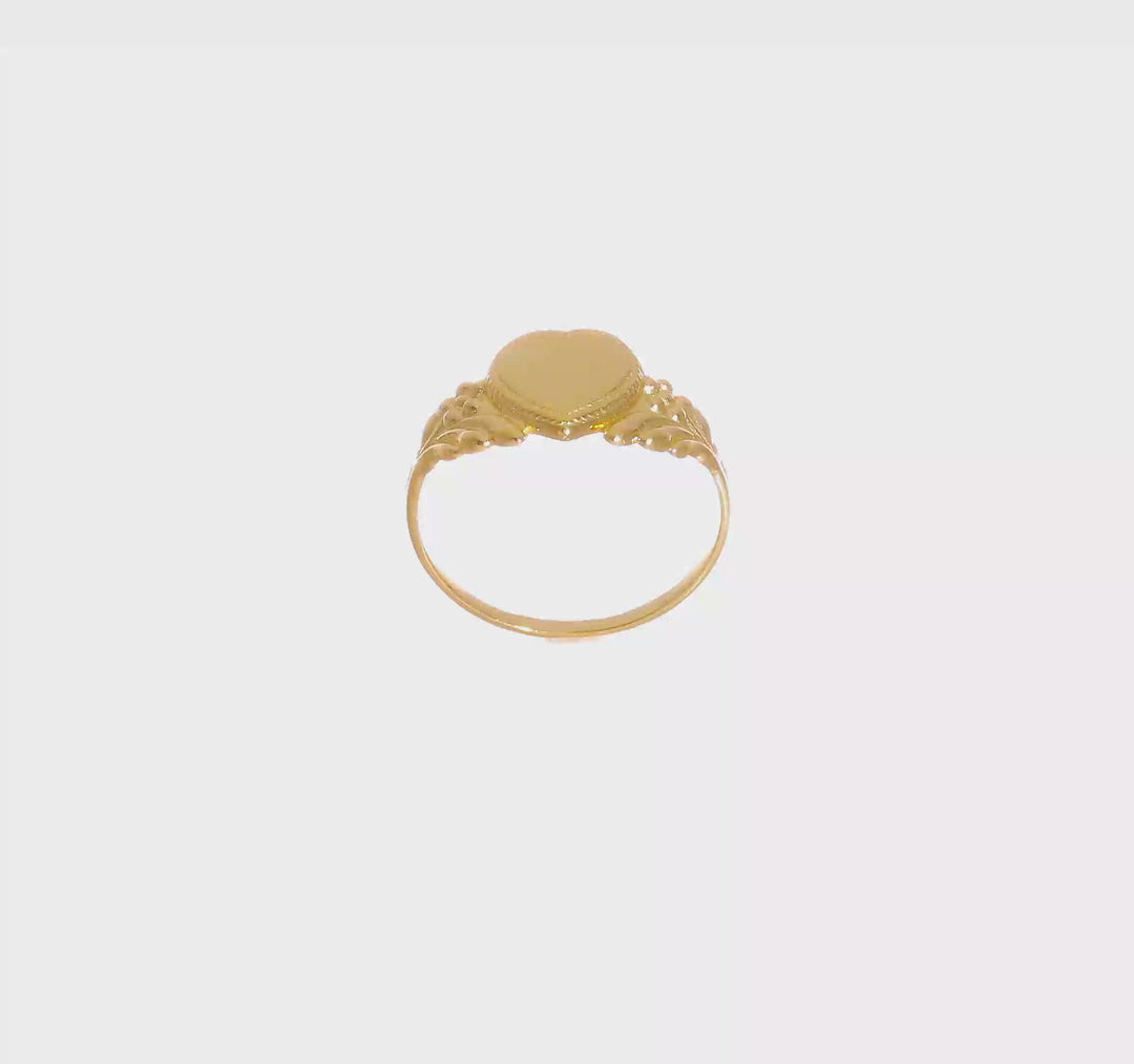 Anillo Corazón Pulido para Bebé en Oro Amarillo de 14k