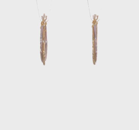 Pendientes de Aro Trenzado Cortado a Diamante en Oro Amarillo y Blanco de 14K