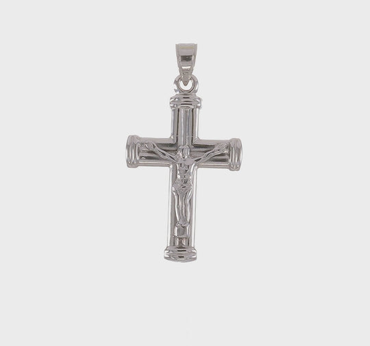 Colgante Crucifijo Reversible de 14k en Oro Blanco