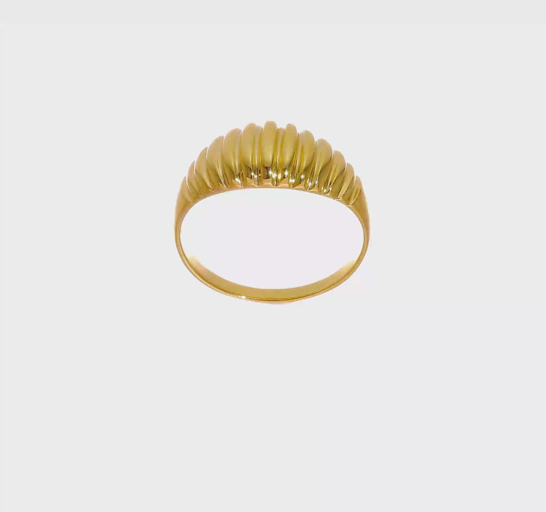 Anillo Dome Ribete Pulido en Oro Amarillo de 14k