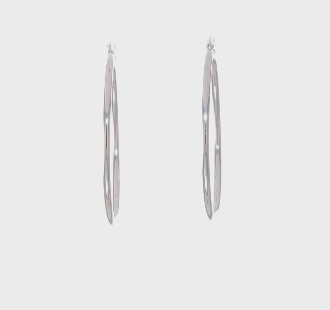 Aretes de Aro Livianos en Oro Blanco de 14k Pulidos con Tubo de 2x45 mm