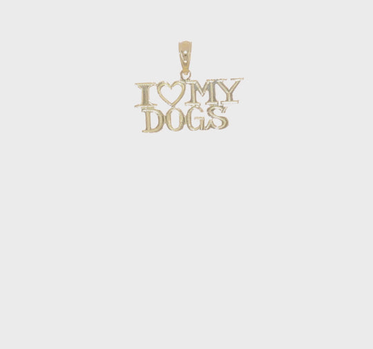 Colgante "I HEART MY DOGS" en Oro de 14k