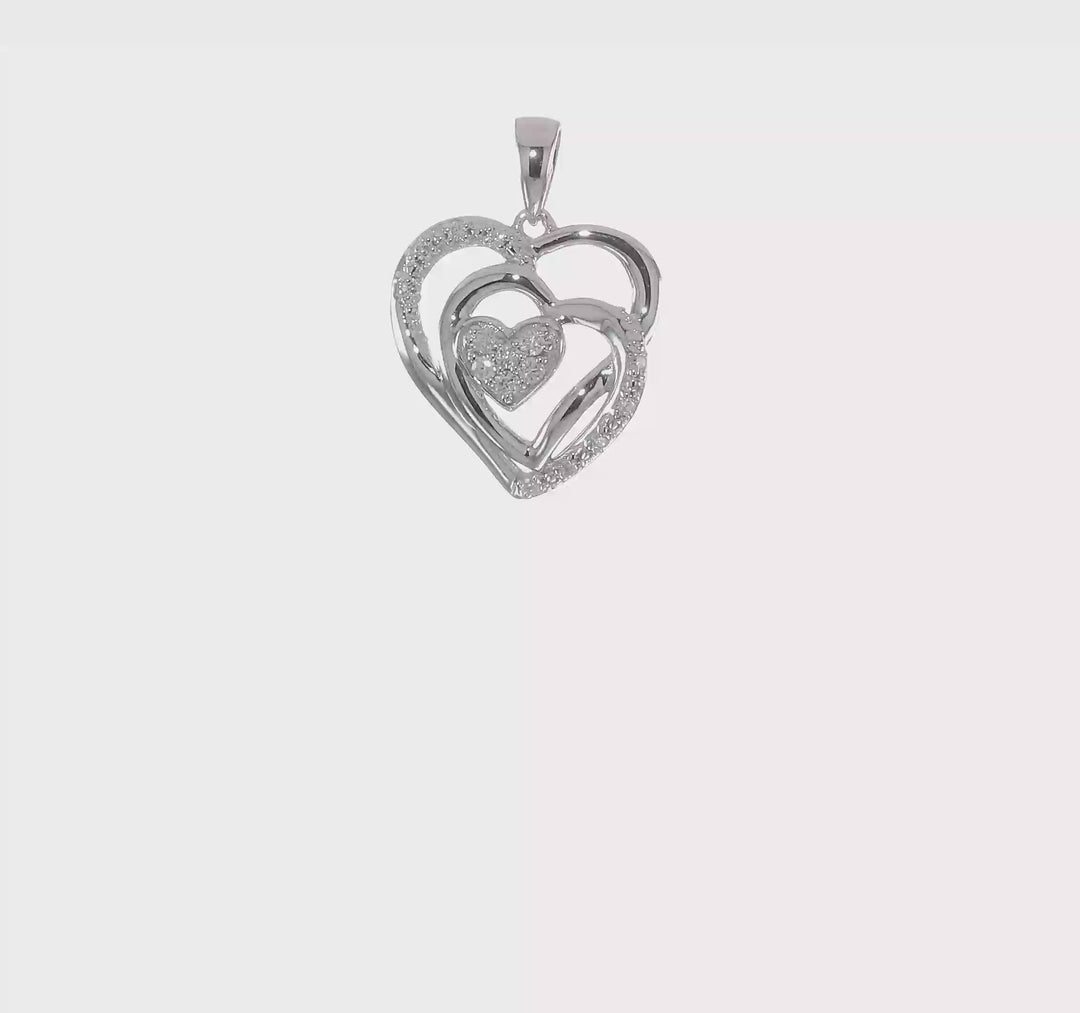 Colgante de Corazón con Diamantes en Oro Blanco de 14k