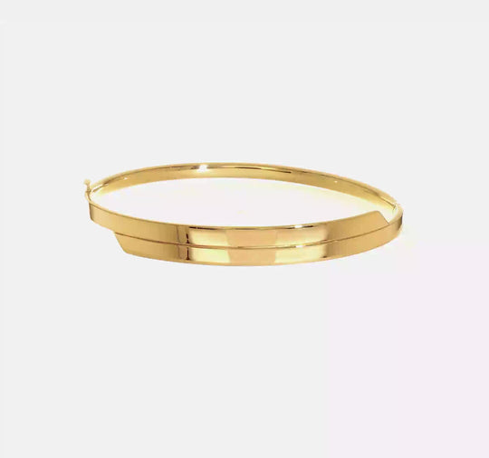 Pulsera Bangle de Oro Amarillo de 14k, 2/16", Pulida con Superposición y Bisagra