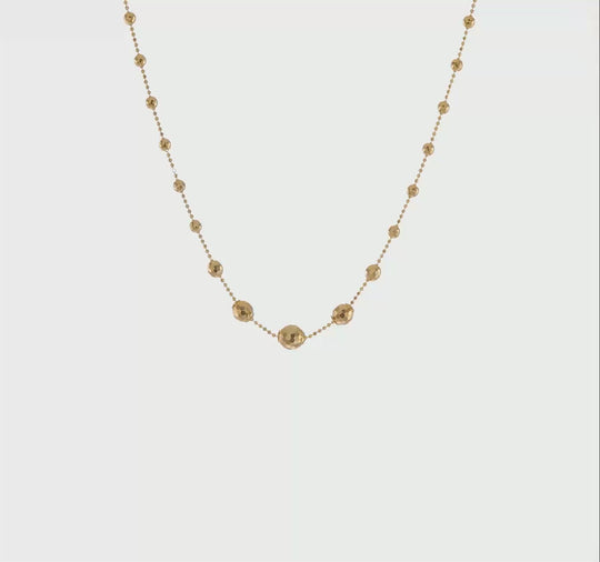 Collar de 14K con Cuentas Pulidas y Texturizadas de 17”Pulgadas