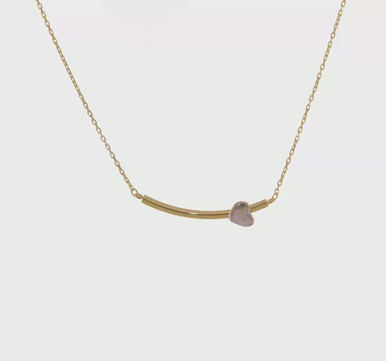 Collar con Corazón y Barra de 18 Pulgadas en Oro de 14k