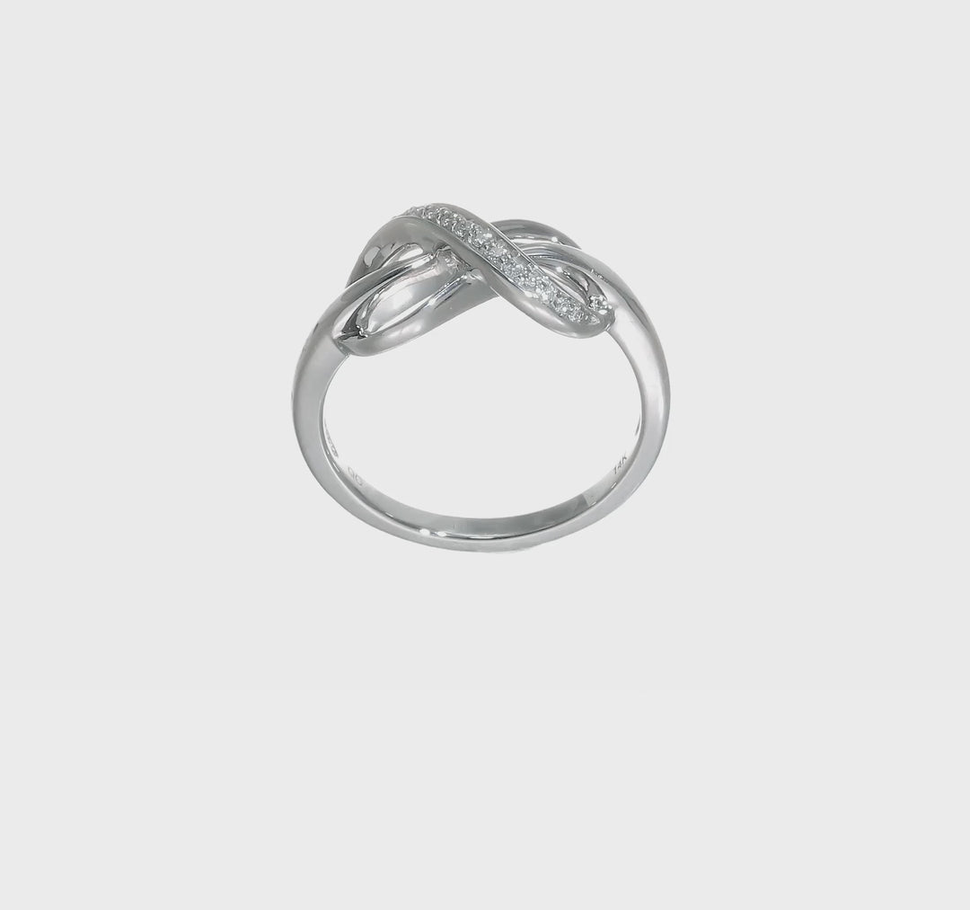 Anillo de Diamantes en Oro Blanco de 14k con Diseño Infinito