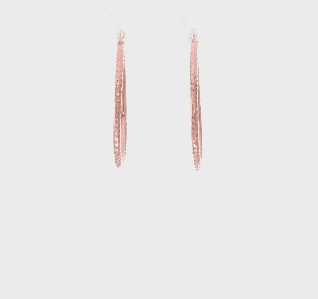 Aros Grandes de Tubo con Corte Diamante, Oro Rosa de 14k, Pulidos y Livianos