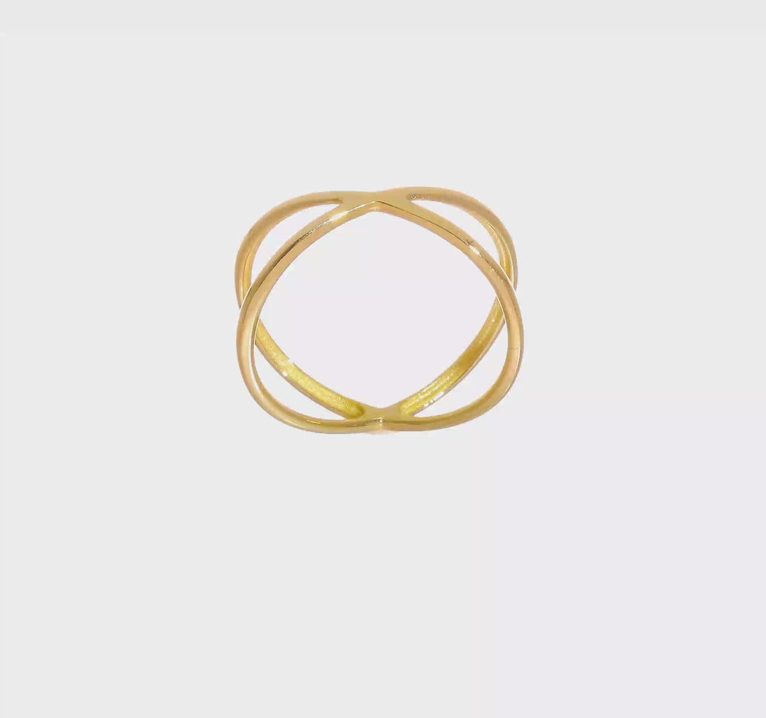 Anillo Doble Pulido de Oro de 14K