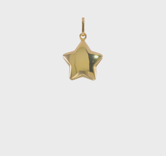 Dije Estrella Pufada Pulida en Oro Amarillo 14K