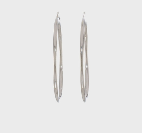 Aros Livianos de Tubo en Oro Blanco de 14k Pulidos (3mm x 65mm)