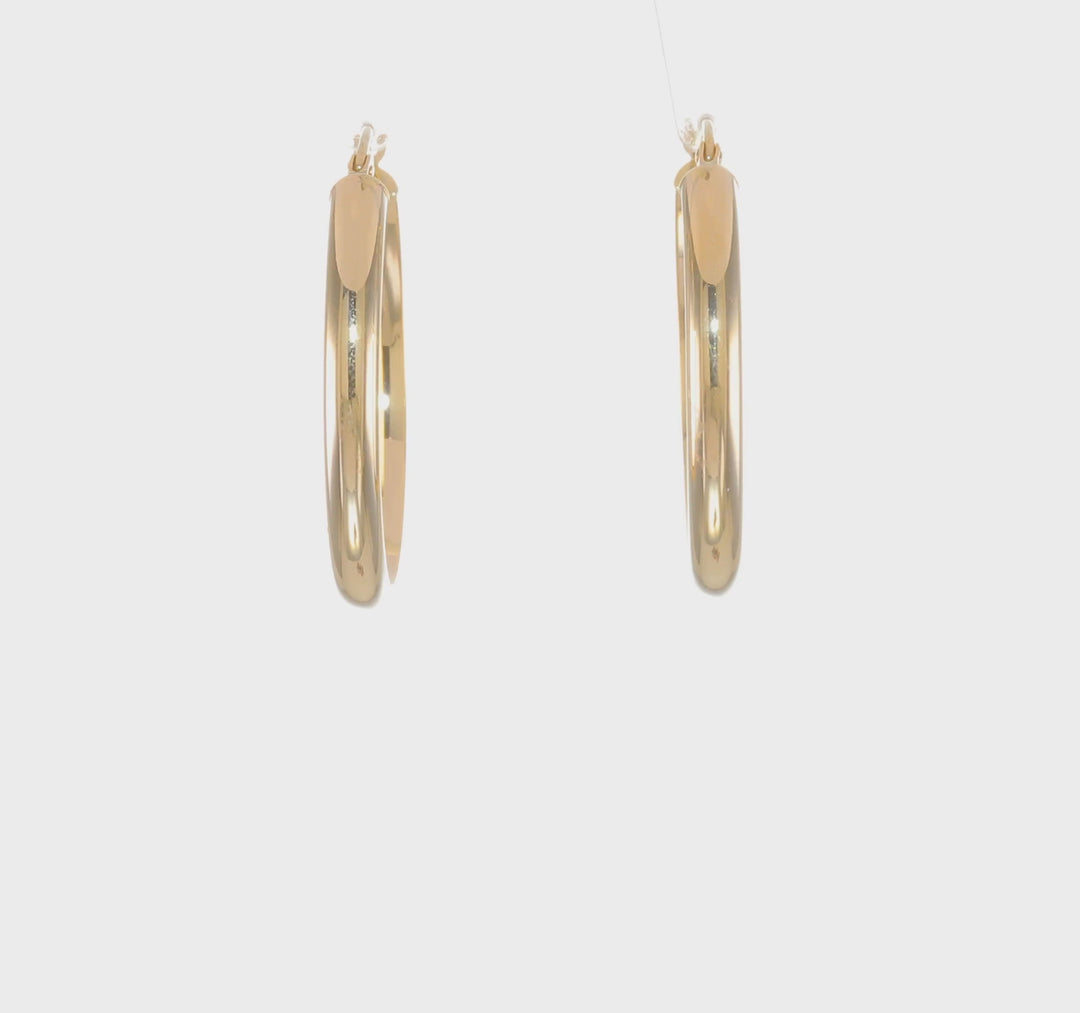 Pendientes de Aro Ovalados en Oro Amarillo de 14K Pulido de 3.5 mm