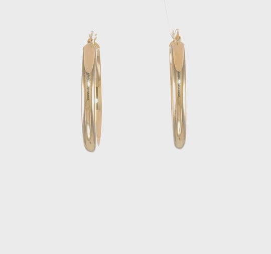 Pendientes de Aro Ovalados en Oro Amarillo de 14K Pulido de 3.5 mm