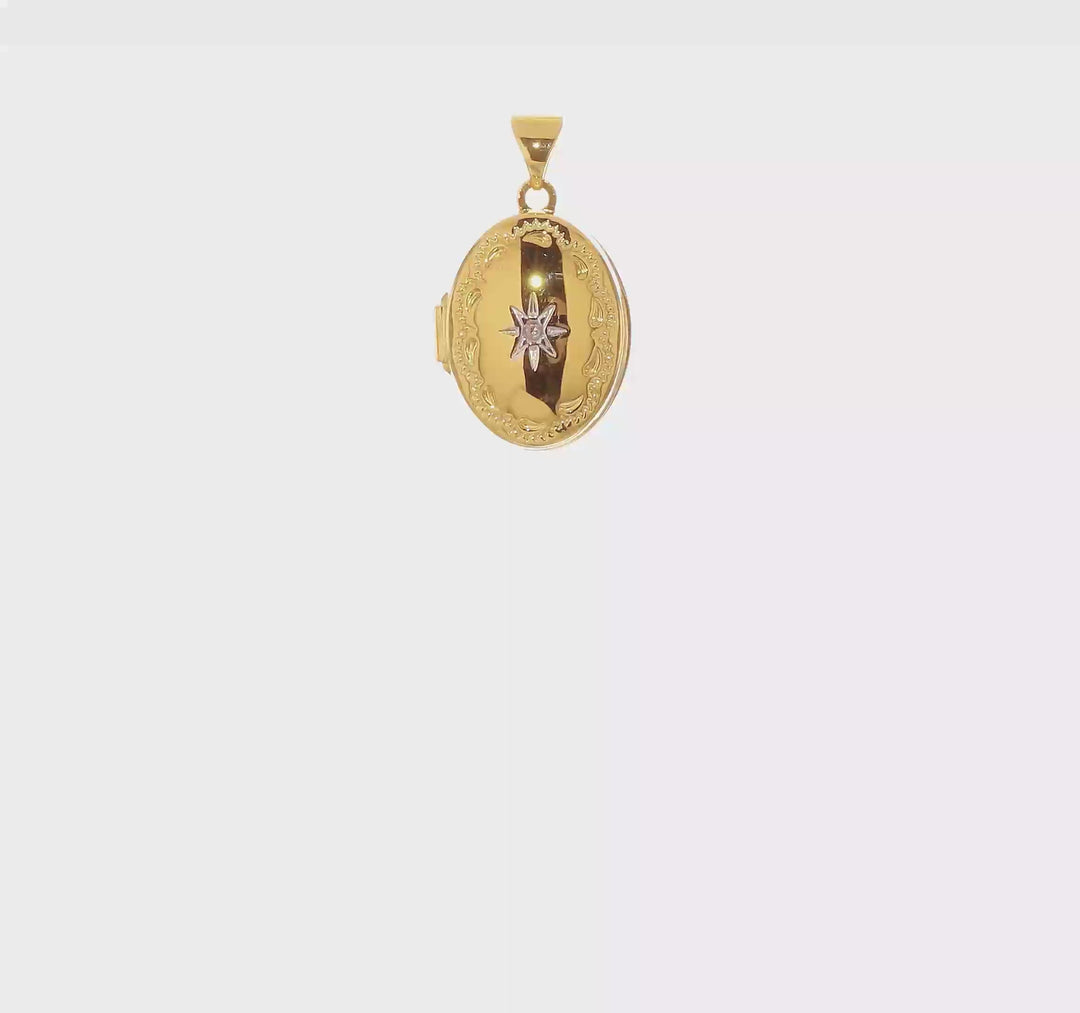 Locket Oval de Diamante Pulido en Oro Amarillo 14k