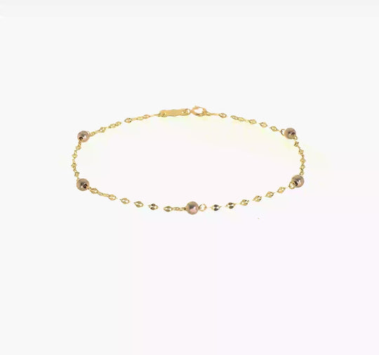 Pulsera de Perlas Pulidas Bicolor de 14K