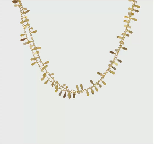 Collar Fantasía de Doble Cadena en Oro Amarillo de 14K con Extensor de 2 Pulgadas