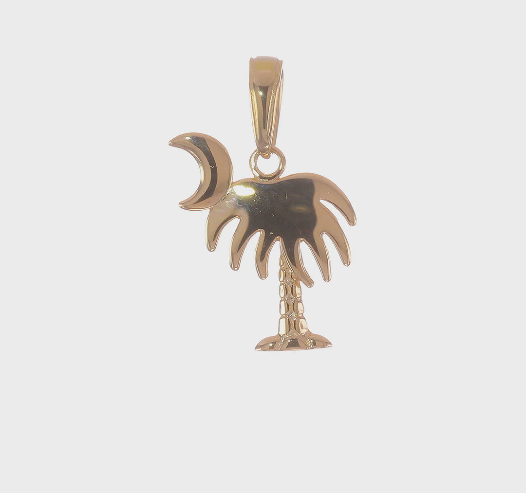 Colgante Árbol de Palma Charleston con Luna en Oro Amarillo de 14K