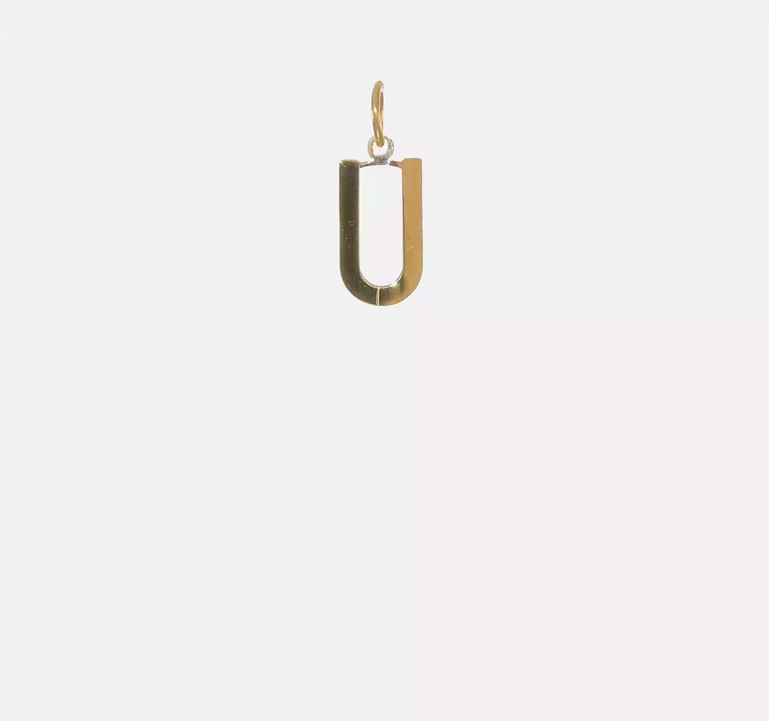 Colgante de Inicial "U" en Oro Amarillo de 14k