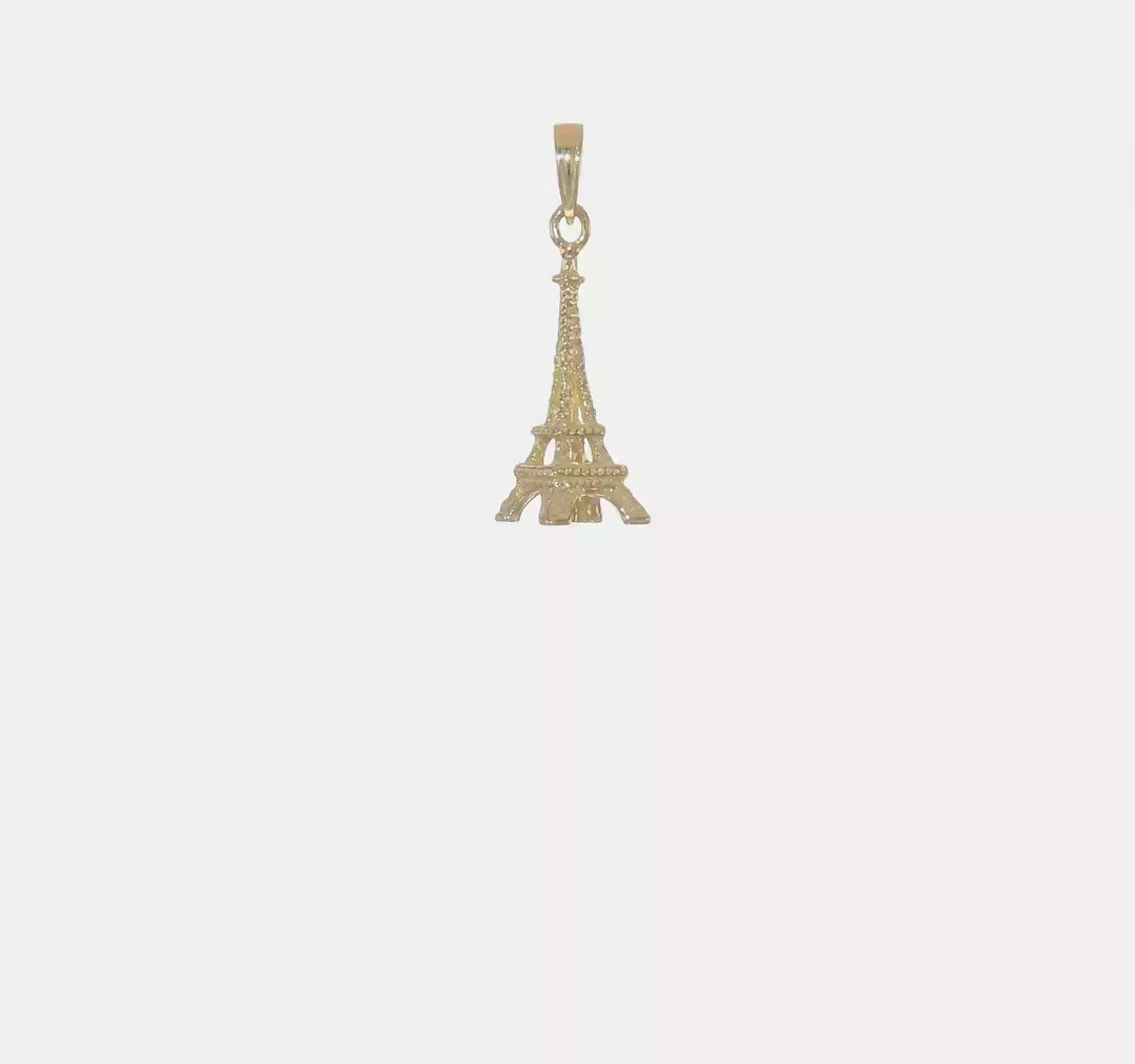 Colgante 3D de la Torre Eiffel Pulido y Sólido de 14K