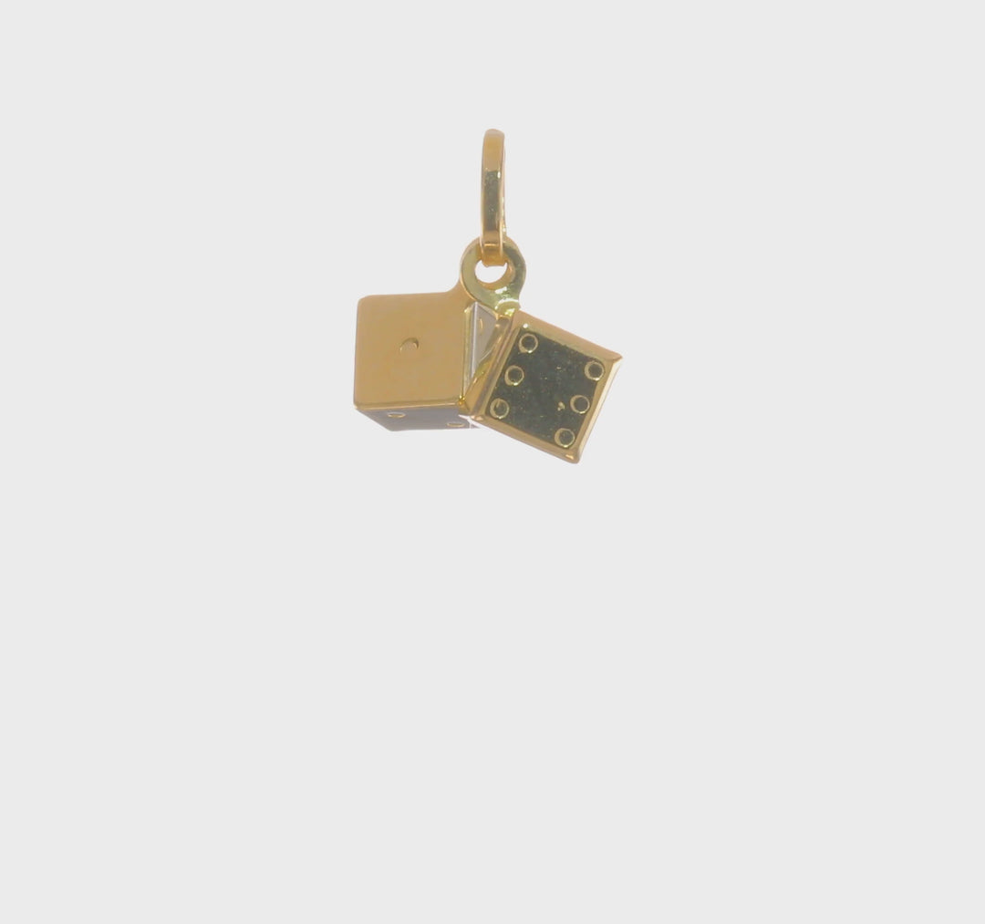 Dije de Dados en 3D en Oro Amarillo de 14K