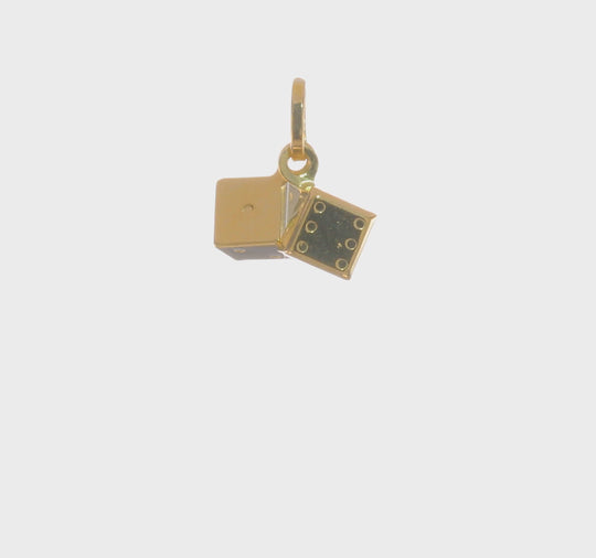 Dije de Dados en 3D en Oro Amarillo de 14K