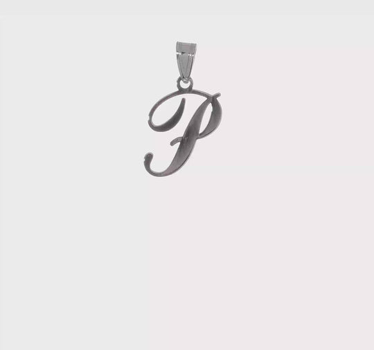 Dije Inicial "P" en Oro Blanco de 14k con Diseño en Escritura