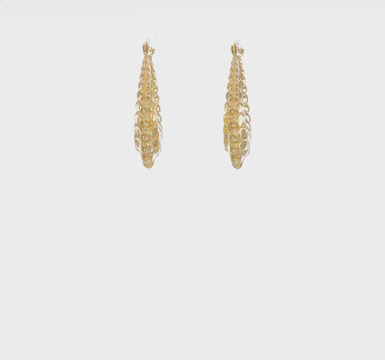 Pendientes de Aro Escallopado Hueco Pulido en Oro Amarillo de 14k