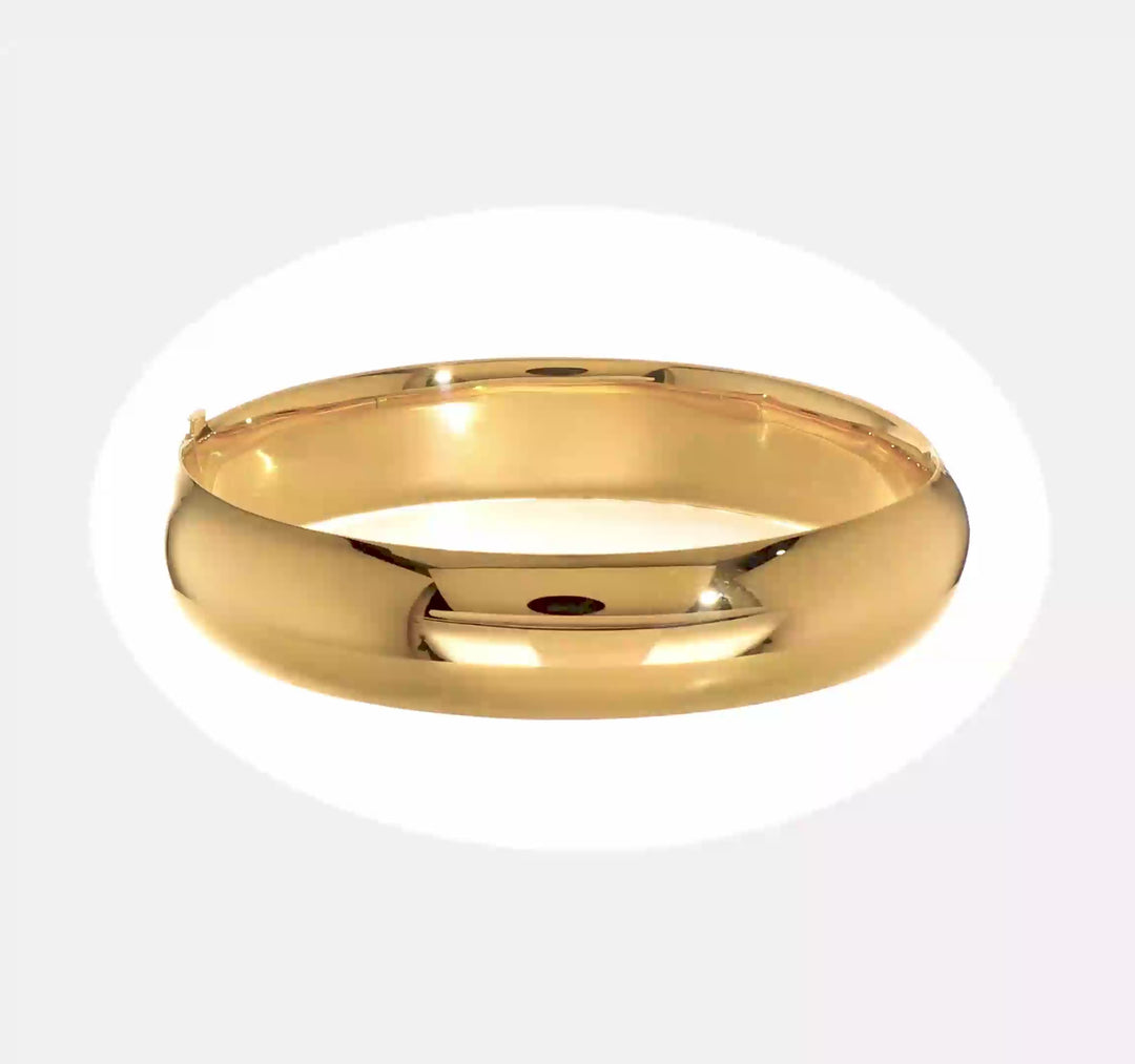 Brazalete Bangle 14K Oro Amarillo Pulido de 14.5 mm con Bisagra