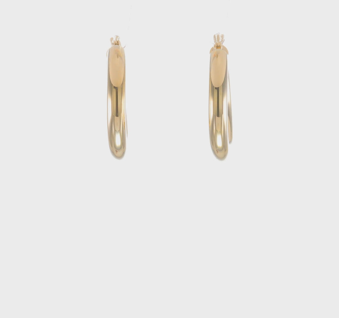 Pendientes de Aro Tubo Livianos Pulidos de Oro Amarillo de 14K de 4 mm