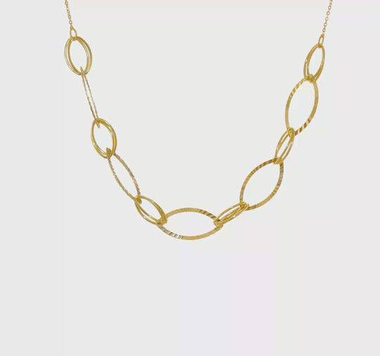 Collar Ovalado 14K Pulido con Corte en Diamante