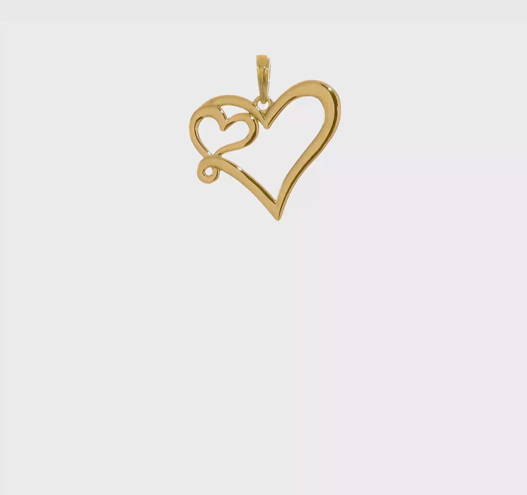 Colgante Corazón en un Corazón en Oro de 14k