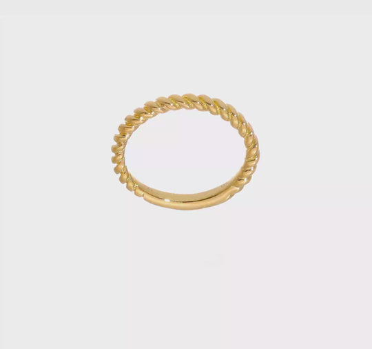 Anillo de Boda Torcido Pulido en Oro Amarillo de 14k