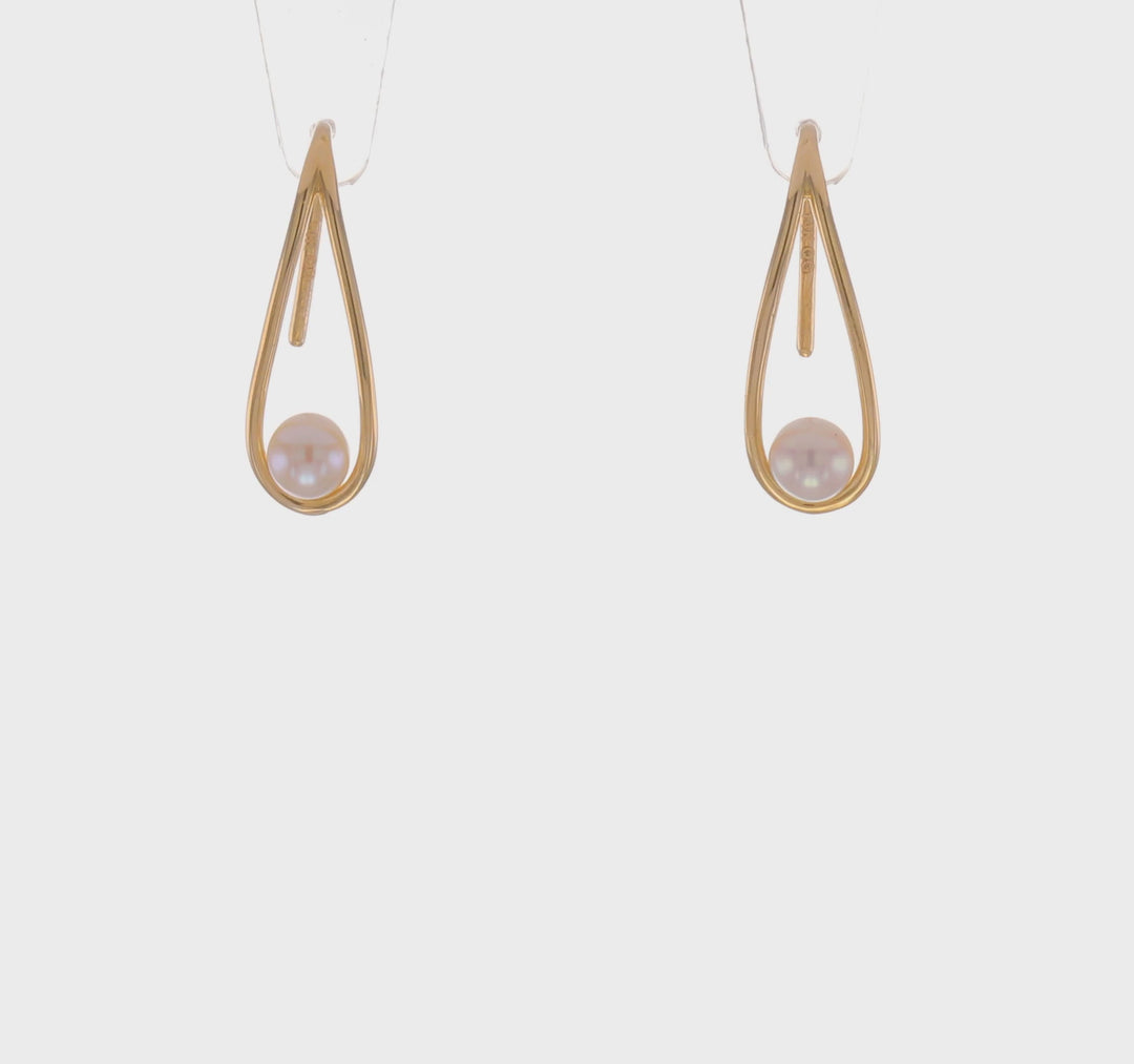 Pendientes en Forma de Gota con Perla Cultivada de Agua Dulce Madi K en Oro de 14k