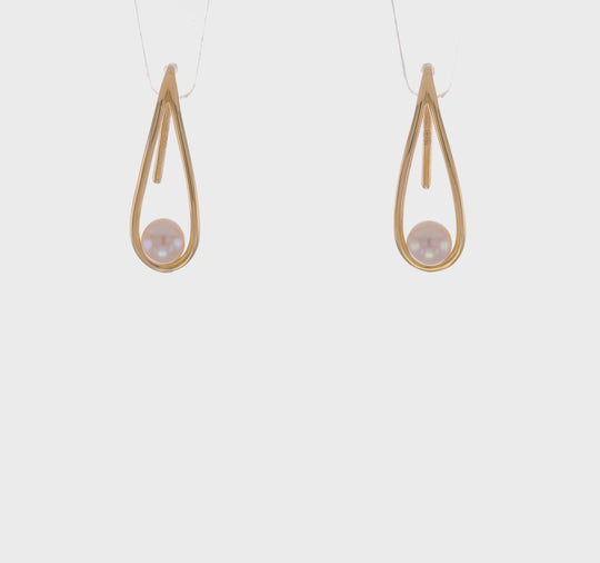 Pendientes en Forma de Gota con Perla Cultivada de Agua Dulce Madi K en Oro de 14k