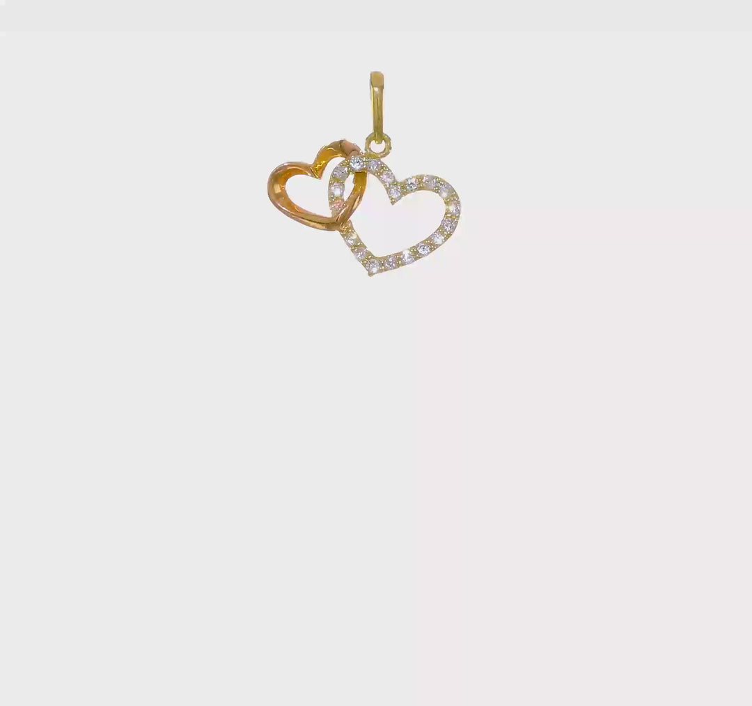 Dije de Corazones con Zirconia Cúbica en Oro Bicolor de 14K