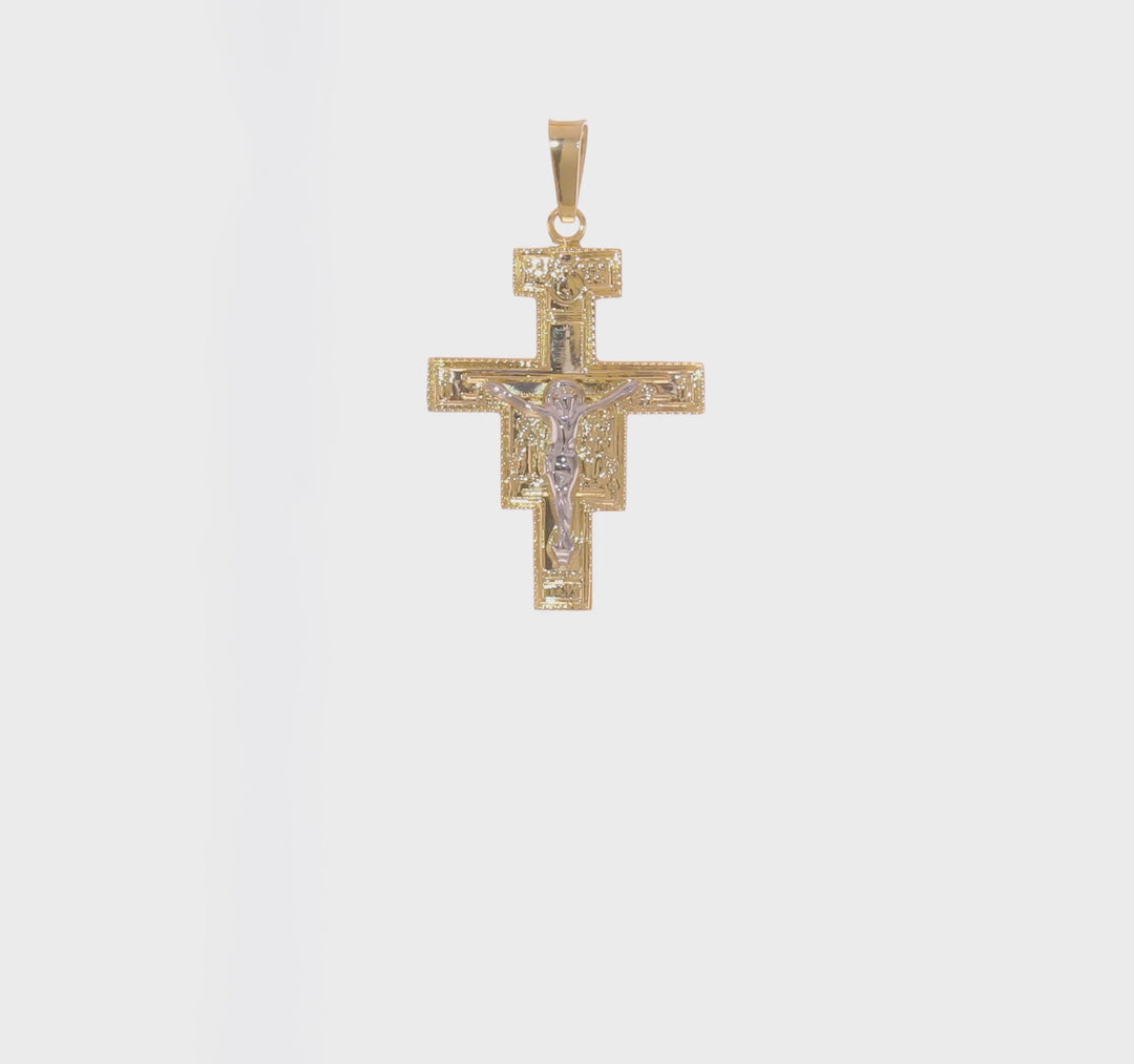 Colgante de Crucifijo Sólido en Oro de 14k Bicolor