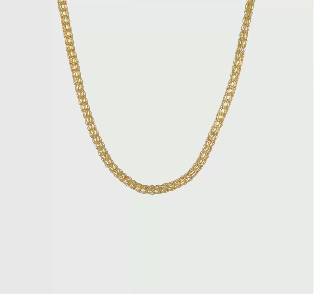 Collar de Oro Amarillo de 14K con Enlaces Elegantes y Pulidos - 18 Pulgadas