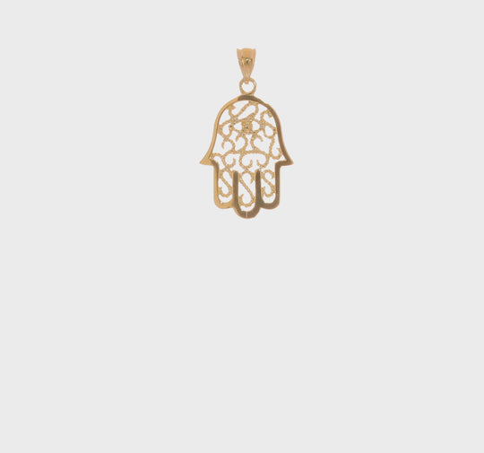 Dije Hamsa de Filigrana en Oro de 14k Pulido