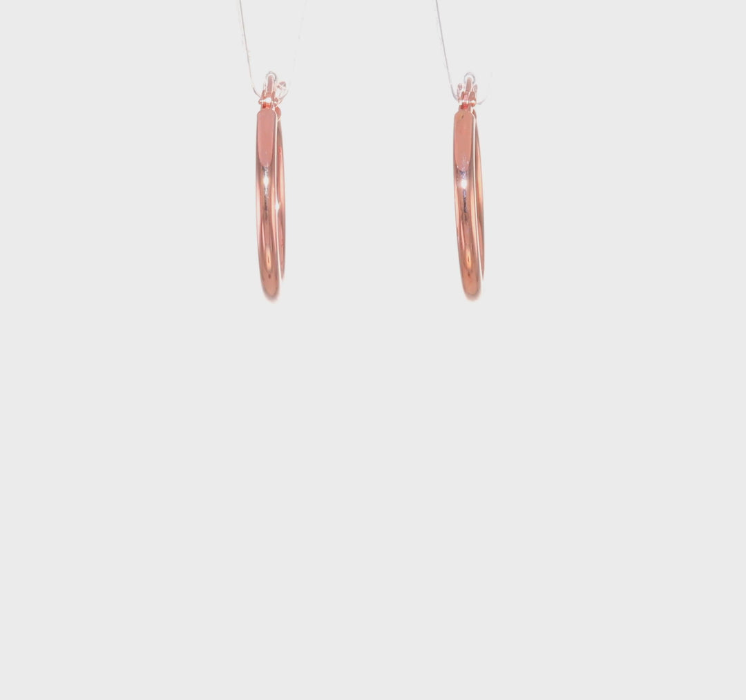 Aretes de Aro Livianos en Oro Rosa de 14k Pulidos con Tubo de 2 mm