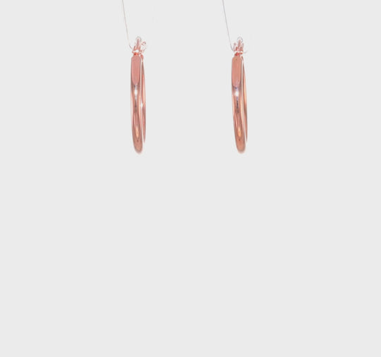 Aretes de Aro Livianos en Oro Rosa de 14k Pulidos con Tubo de 2 mm