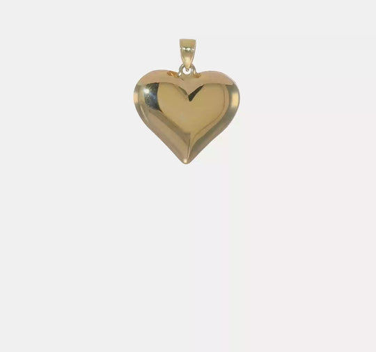 Colgante de Corazón 3D Puffed Pulido en 14K