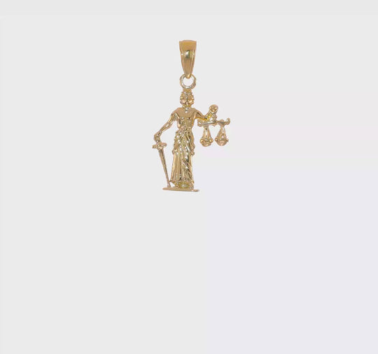 Colgante de la Dama de la Justicia 3D con Balanza Móvil 14K