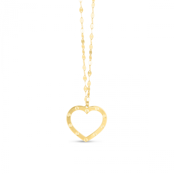 Collar de Corazón Reversible en Oro Amarillo de 14k