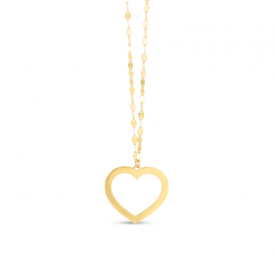 Collar de Corazón Reversible en Oro Amarillo de 14k