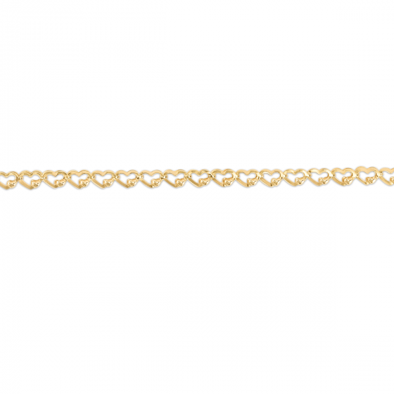 Pulsera de Eslabones de Corazón de Oro Amarillo de 14k