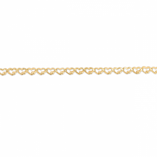 Pulsera de Eslabones de Corazón de Oro Amarillo de 14k