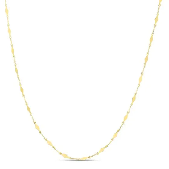 Collar de Cadena con Espejo de Diamantes en Oro Amarillo de 14k